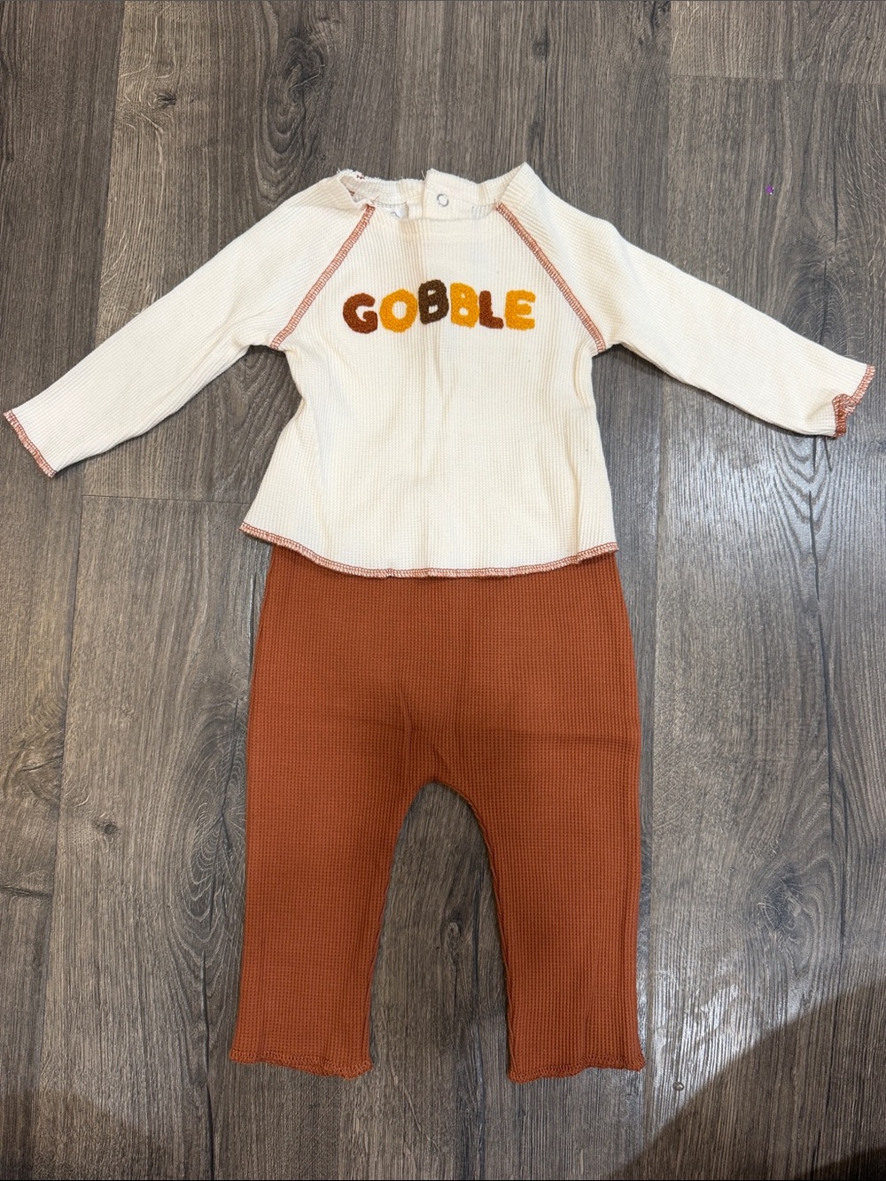 Mud Pie Kids Matching Set Cream Top with Rust Pants